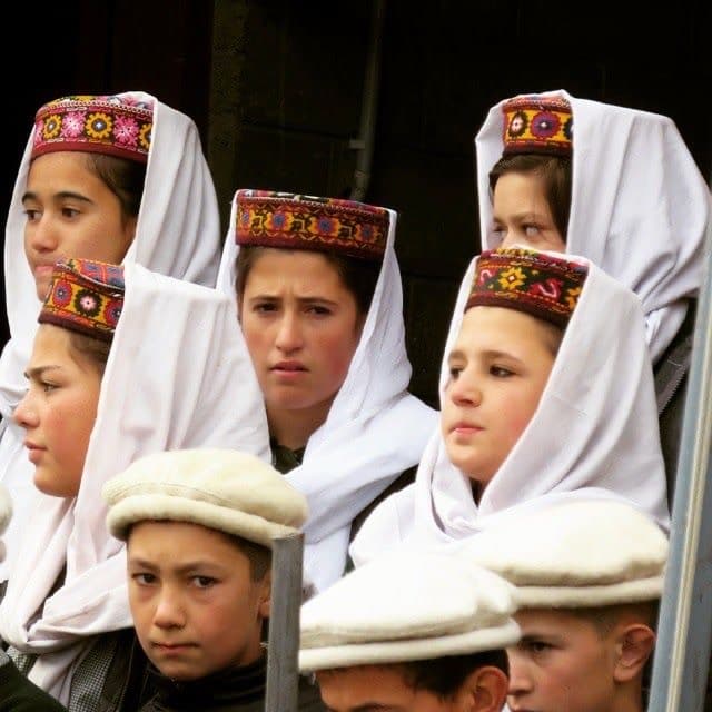 Girls in traditional dress at festival